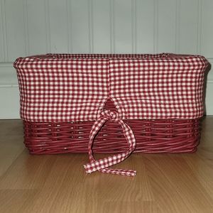 Pottery Barn Kids Small Red Sabrina Storage Basket w/ Red & White Gingham Liner